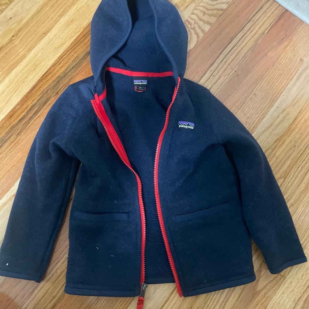 Patagonia Fleece Hooded Jacket with Red Trim